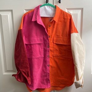 Vici corduroy colorblock button down